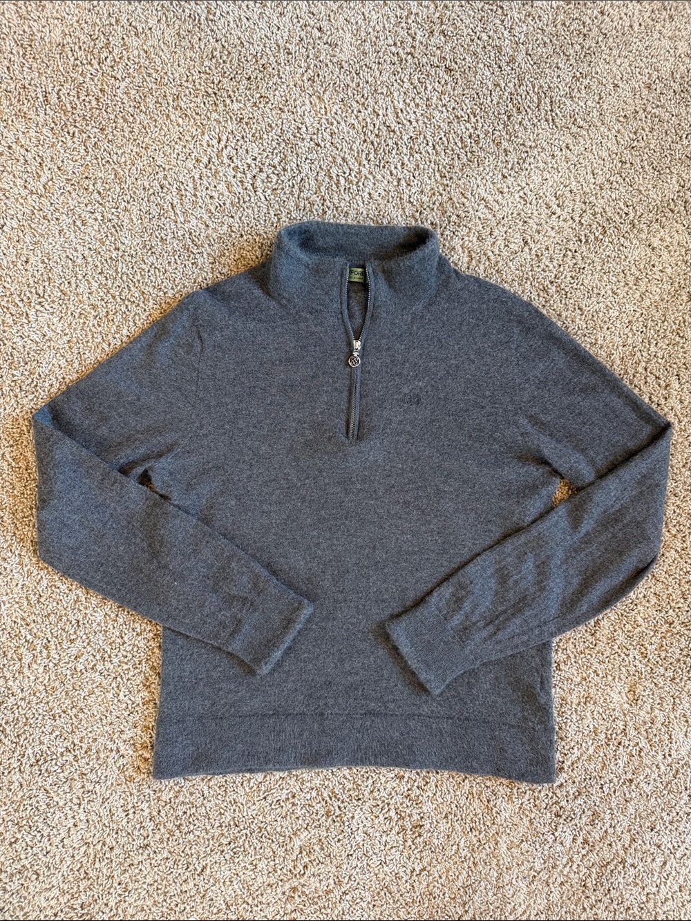 G4 100% Cashmere Charcoal Half-Zip Sweater